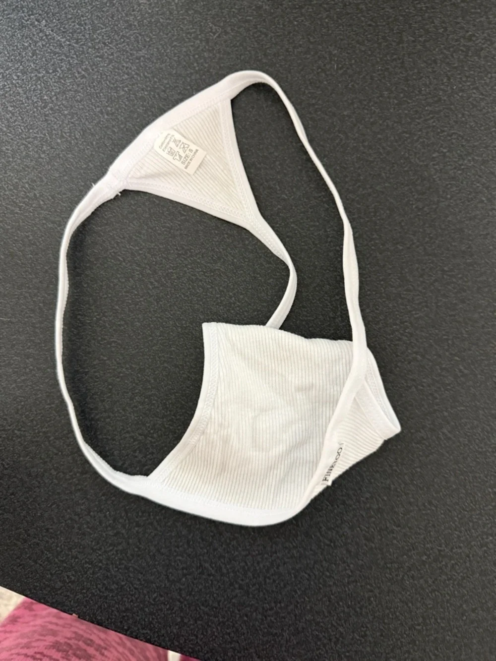 White Ribbed Thong Panty